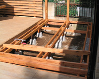 ウッドデッキ外枠を設置したところ